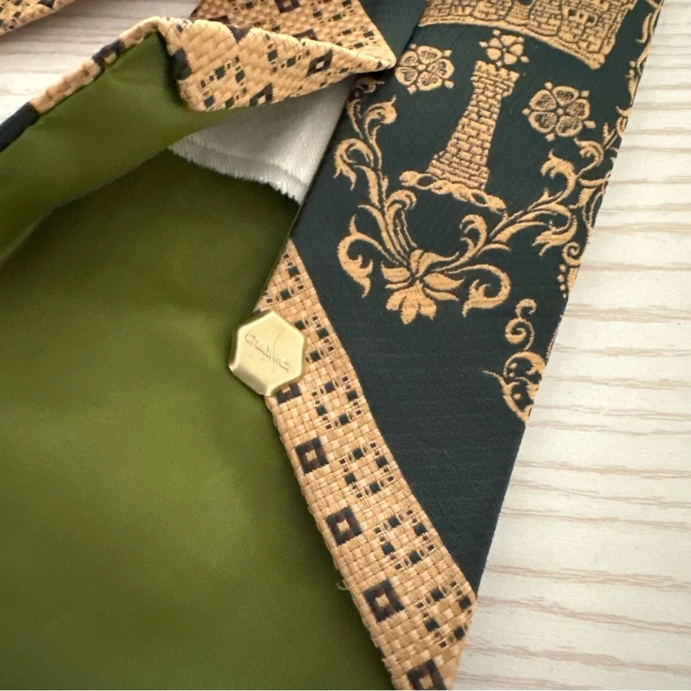 Vintage Chadwick Wembley Neck Tie for Brown Olive or Black Suits Green Gold